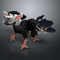 Avian Mammalian Fantasy Creature With Black Feathers White Ears And Sharp Claws