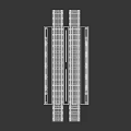 Industrial Railway Bridge Structure With Steel Rail Tracks And Metal Frames