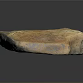 Handcrafted Sculpture Carving From Cracked Orange Gray Stone With Rough Surface On Black Background