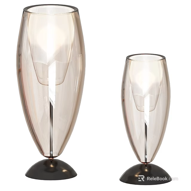 Two Modern Transparent Table Lamps With Sleek Vase Shaped Design And Black Base 3d model 