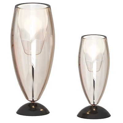 Two Modern Transparent Table Lamps With Sleek Vase Shaped Design And Black Base 3d model