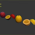 Fresh Citrus Fruits Whole and Sliced Red Yellow with Shiny Surface on Dark Background