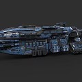 Futuristic Warship With Advanced Structure Detailed Components And Blue Camouflage Design
