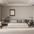 Modern Bedroom Interior Design With King Bed Side Tables Accent Chair And Wall Art