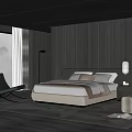 Modern Bedroom Interior Design With Wooden Headboard Wall Built-in Lighting And Floor-to-Ceiling Window