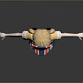 Anime Style 3D Character Model With Yellow Top Blue Thigh High Socks And Striped Hat