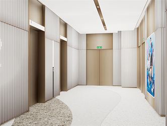 Modern elevator hall shopping mall elevator hall 3d model