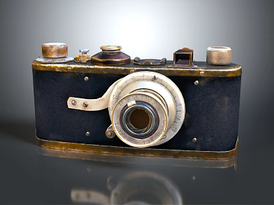 Vintage Black Camera With Gold Accents Classic Lens And Control Knobs 3d model
