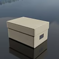 Beige Textured Fabric Box With Lid On Smooth Black Surface With Reflection 3d model