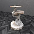 Natural Wooden Tea Table With Tree Stump Base And Multi Tier Design