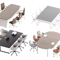 Modern Conference Tables With Wooden Tops Metal Frames And Ergonomic Office Chairs
