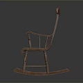 Vintage Wooden Rocking Chair With Armrests And Slatted Back Design