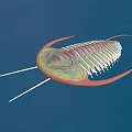 3D Rendered Trilobite With Green Red Body Long Antennae And Exoskeleton