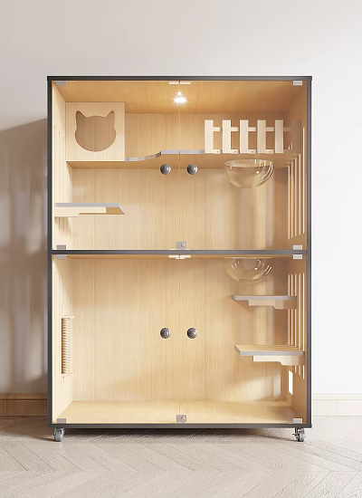 Creative Garden Ornaments Storage Display Wooden Shelf With Multi Layers And Fence Decor 3d model