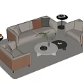 Modern Living Room Sofa Coffee Table Set With Accent Pillows Round Table And Side Tables