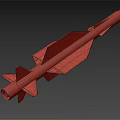 Military Missile With Metallic Body Tail Fins Jet Exhaust And Red Accent Lines
