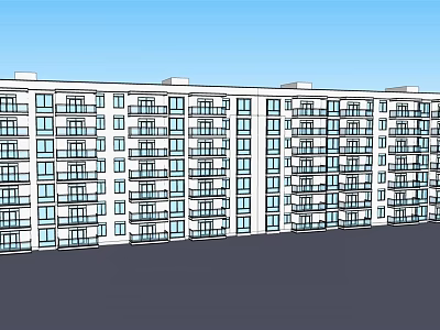 Modern Apartment Building Exterior Design With Multiple Floors Balconies And White Facade 3d model