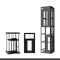 Variety of Modern Elevator Designs Featuring Glass Panels And Structural Styles 3d model