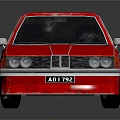 Red Vintage Sedan Car With Classic Design And Worn Exterior Details