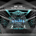 Commercial Stage Lighting and Sound Equipment Setup for Music Festival Events