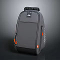 Gray Rolly Backpack With Black Handle Orange Zippers And Reflective Strips