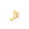 Three Burning Candle Lamps With Melting Wax Drips On Black Background