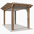 Elegant Wooden Garden Pergola Structure With Natural Wood Posts And Lattice Roof Design