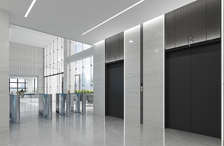 modern elevator hall 3d model