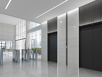 modern elevator hall 3d model