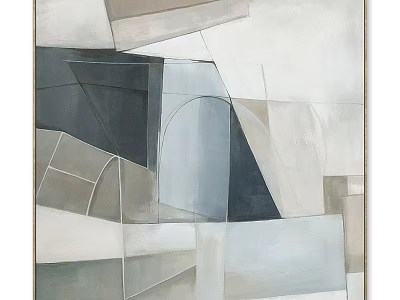Abstract Minimalist Painting With Geometric Shapes And Soft Neutral Colors 3d model