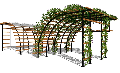 Industrial LOFT Corridor Anticorrosive Wooden Flower Climbing Vine Plant 3d model