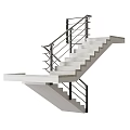 Modern Interior Staircase Design With Stainless Steel Railings And Concrete Steps