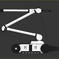 White Tracked Robot Game And Movie Character With Articulated Mechanical Arm