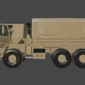 Khaki Colored Six Wheeled Military Utility Vehicle With Sturdy Design And Open Door Cargo Bed