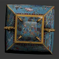 Chinese Traditional Cloisonne Vase With Blue Enamel Gold Dragon Handles And Crane Patterns