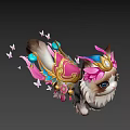 Cute Fluffy Cat With Pink Bow And Golden Crown On Head