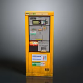 Yellow Public Building Self Service Kiosk With Digital Screen Operation Panel And Stickers