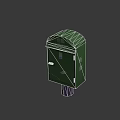 Green Post Box With Chinese Characters And Purple Base Design
