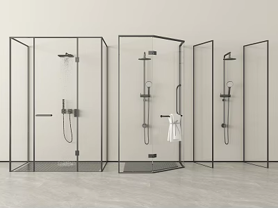 Modern Shower Head Designs In Glass Enclosure With Various Styles 3d model
