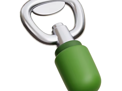 Industrial Equipment Bottle Opener With Silver Metal Body And Green Handle Design 3d model