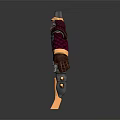 3D Character With Detailed Red Armor Purple Hair Fluffy Arms Mechanical Legs And Creature Helmet