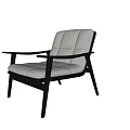 Modern Minimalist Leisure Chair With Light Gray Brown Padded Seat Black Frame Armrest