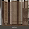 Bamboo Folding Room Divider Screen With Natural Rattan Texture For Interior Decor 3d model