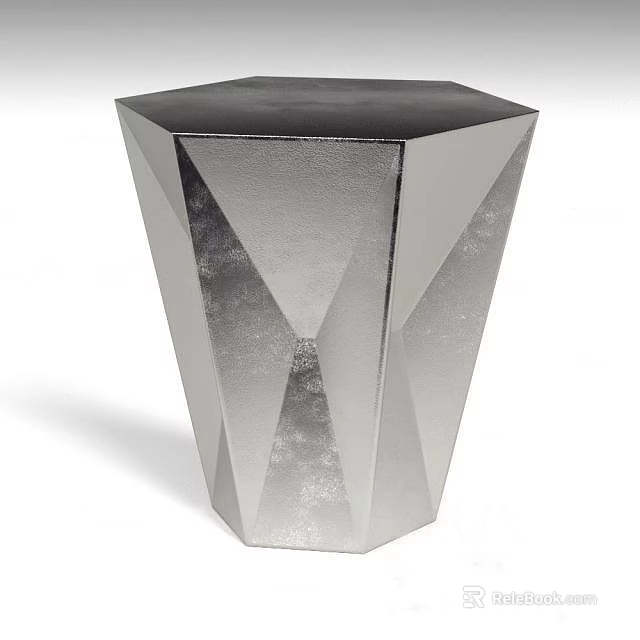 Sleek Modern Faceted Side Table With Metallic Silver Angular Sculptural Design 3d model