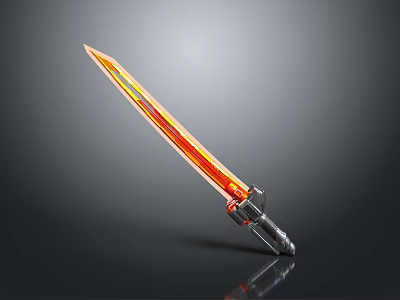 Luminous Orange Yellow Gradient Sword With Crystal Blade And Black Handle 3d model