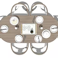 Oval Wooden Dining Table Set With White Chairs Tableware Wine Glasses And Candles