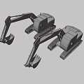 Yellow Tracked Excavators Old And New Models With Heavy Duty Buckets