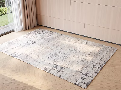 Square Area Rug With Abstract Pattern On Wooden Floor In Bright Living Space 3d model