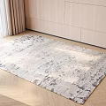 Square Area Rug With Abstract Pattern On Wooden Floor In Bright Living Space