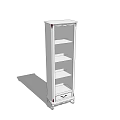 White Standing Storage Shelf with Multiple Shelves and Bottom Drawer